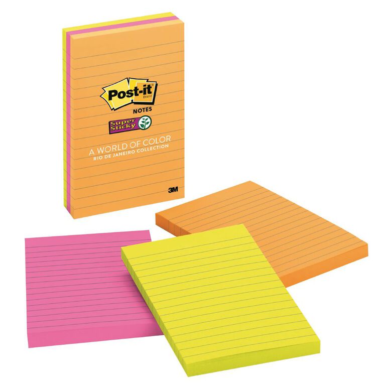 Post-It Rio De Janeiro Collection Super Sticky Notes 101mm x 152mm, , hi-res