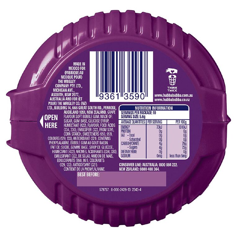 Hubba Bubba Groovy Grape Bubble Gum Tape 180cm, , hi-res
