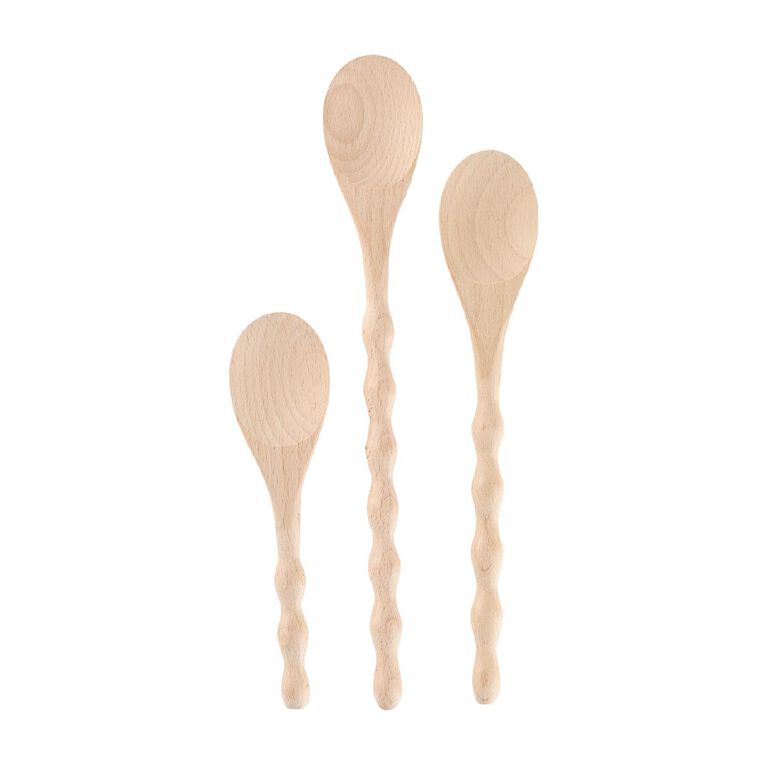 Living & Co Wooden Spoons Natural 3 Pack, , hi-res