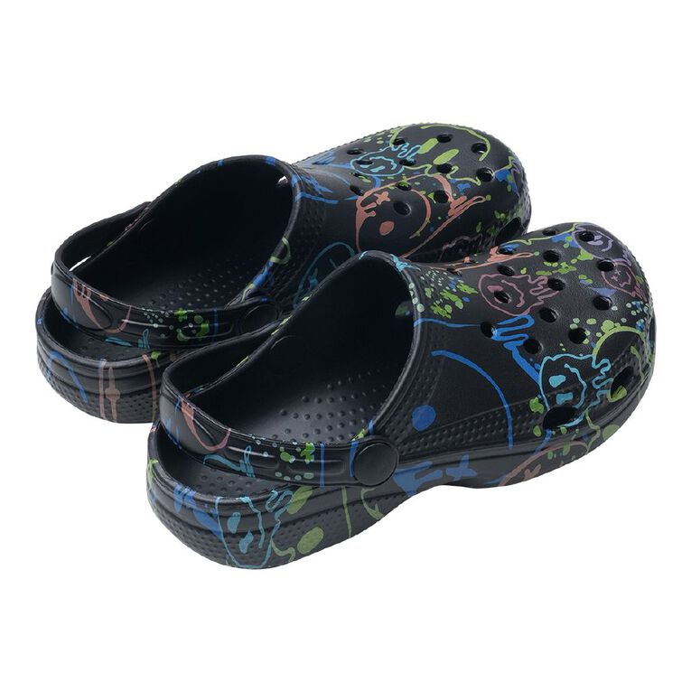 Young Original Senior Kids' Printed Frog Clog Shoes, Black, hi-res
