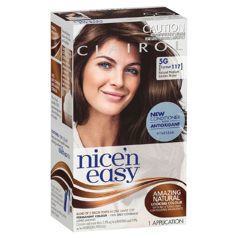 Clairol Nice N Easy Permanent Hair Colour Medium Golden Brown 5G, , hi-res