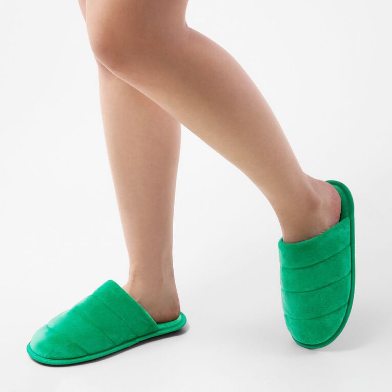 H&H Women's Puff Scuff Slippers, Emerald, hi-res