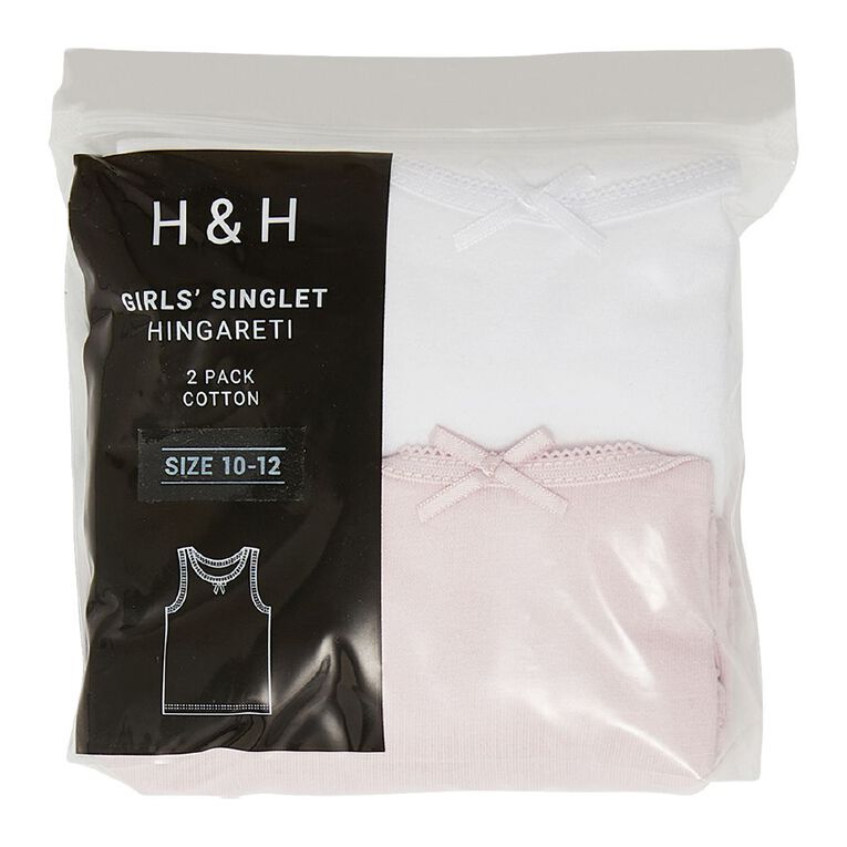 H&H Girls' Essential Singlet 2 Pack, Pink Light, hi-res