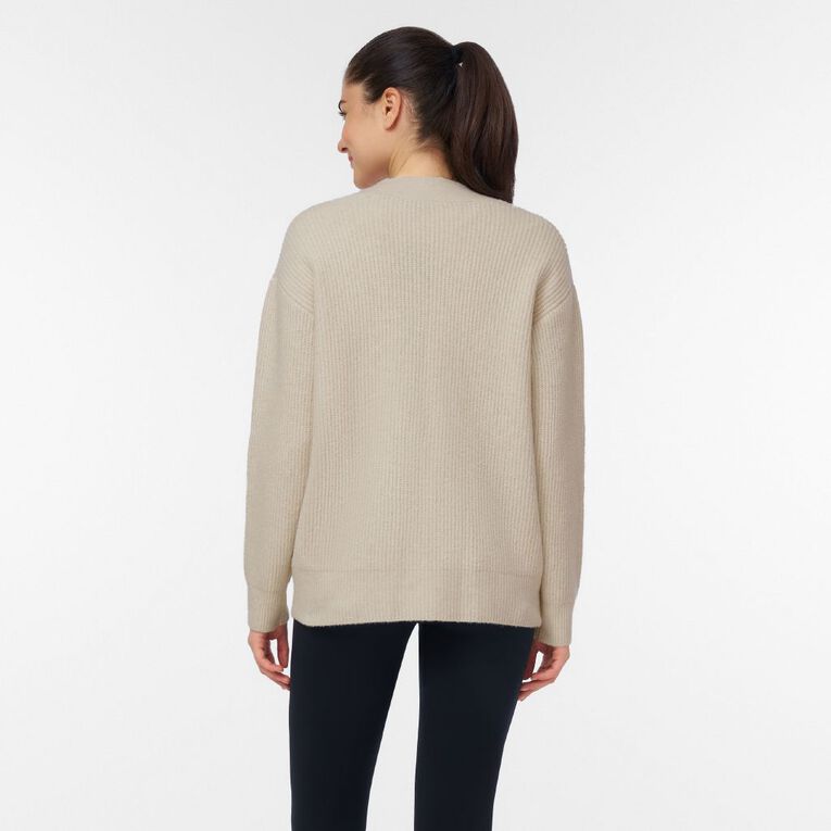 H&H Women's Rib Knit Long Cardigan, Brown Light, hi-res