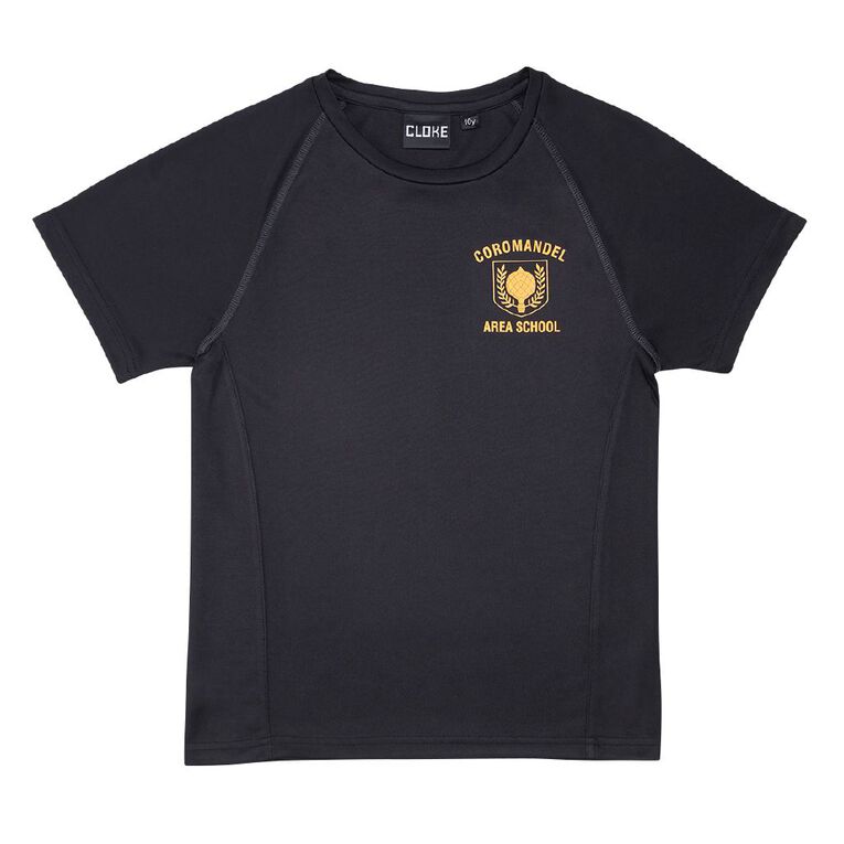 Schooltex Coromandel Area School PE Tee with Transfer, Black, hi-res