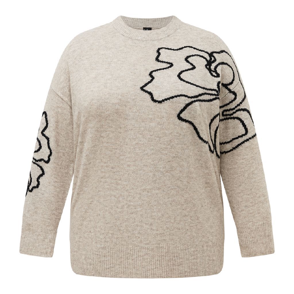H&H Curve Women's Intarsia Knit Crew Grey Light | The Warehouse