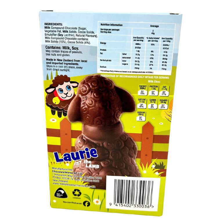 Waikato Valley Chocolates Milk Chocolate Laurie the Lamb, , hi-res