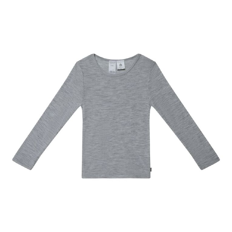 H&H Kids' Merino Thermal Long Sleeve Top, Grey Marle, hi-res