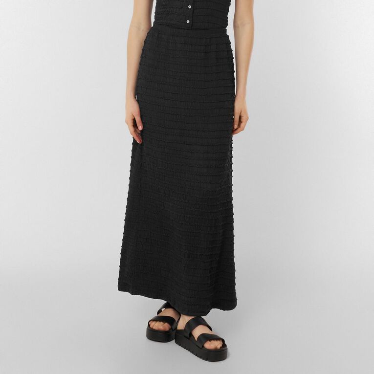 H&H Women's Textured Maxi Skirt, Black, hi-res