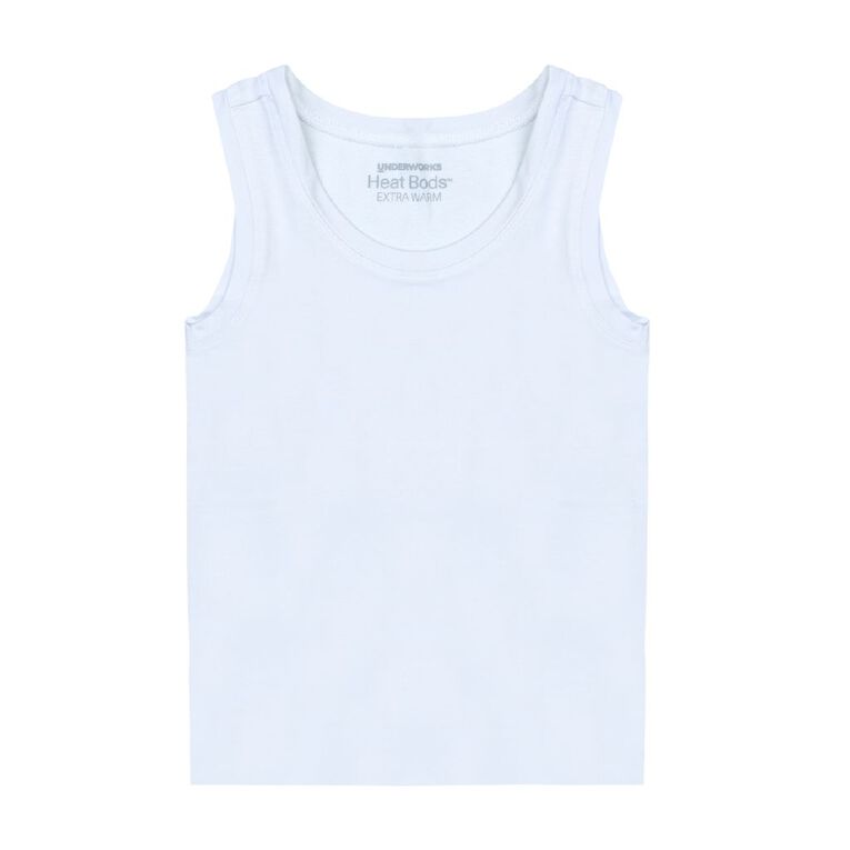 Underworks Kids' Heatbod Singlet, White, hi-res