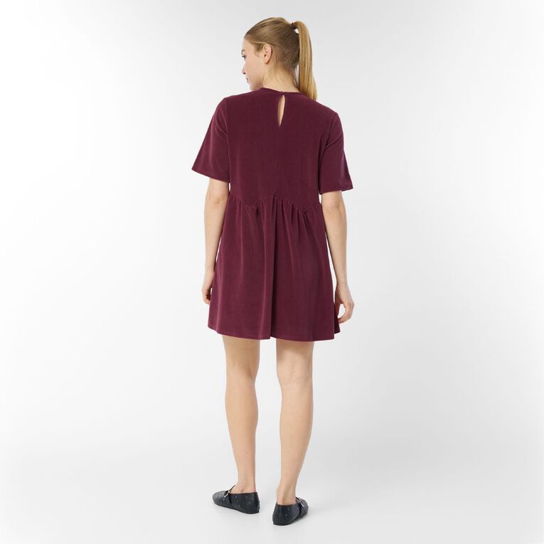 H&H Women's Short Sleeve Cord Tee Mini Dress, Pink Dark, hi-res