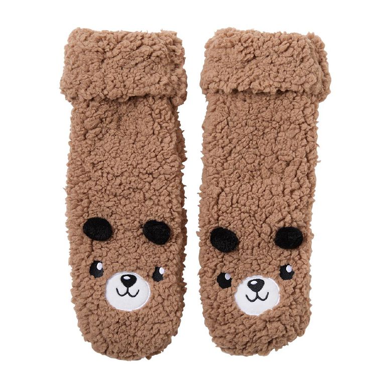 Sock Crew Women's Animal Sherpa Sock 1 Pack, Brown, hi-res