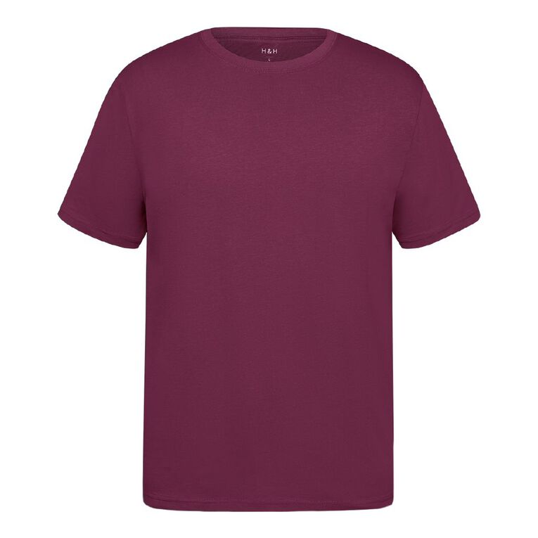 H&H Men's Regular Fit Plain Tee, Red Dark Port Royal, hi-res