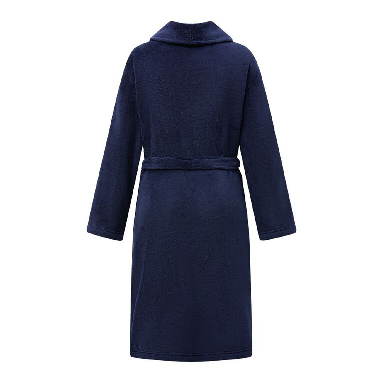 H&H Women's Coral Fleece Robe, Blue Dark, hi-res