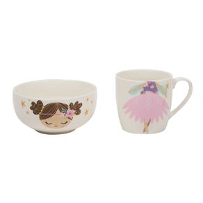 Living & Co Kids Fairy Breakfast Mug & Bowl Set Pink