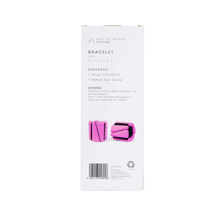 Active Intent Fitness Bracelet Weights .43kg Pink 2 Pack, , hi-res