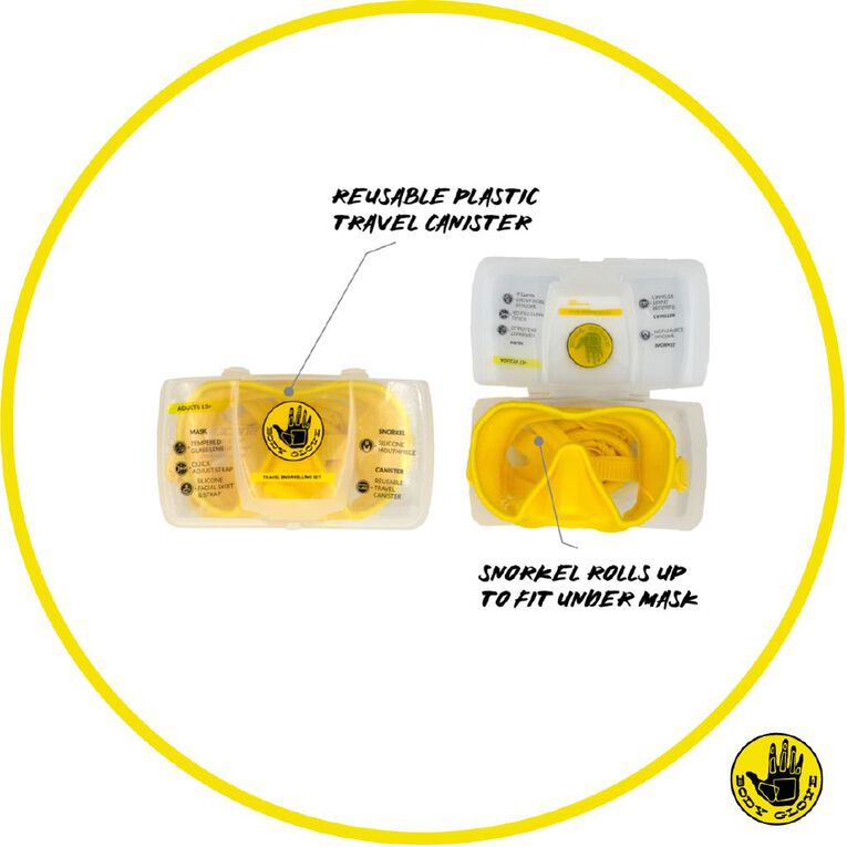 Body Glove Adults Travel Snorkel set Yellow, , hi-res