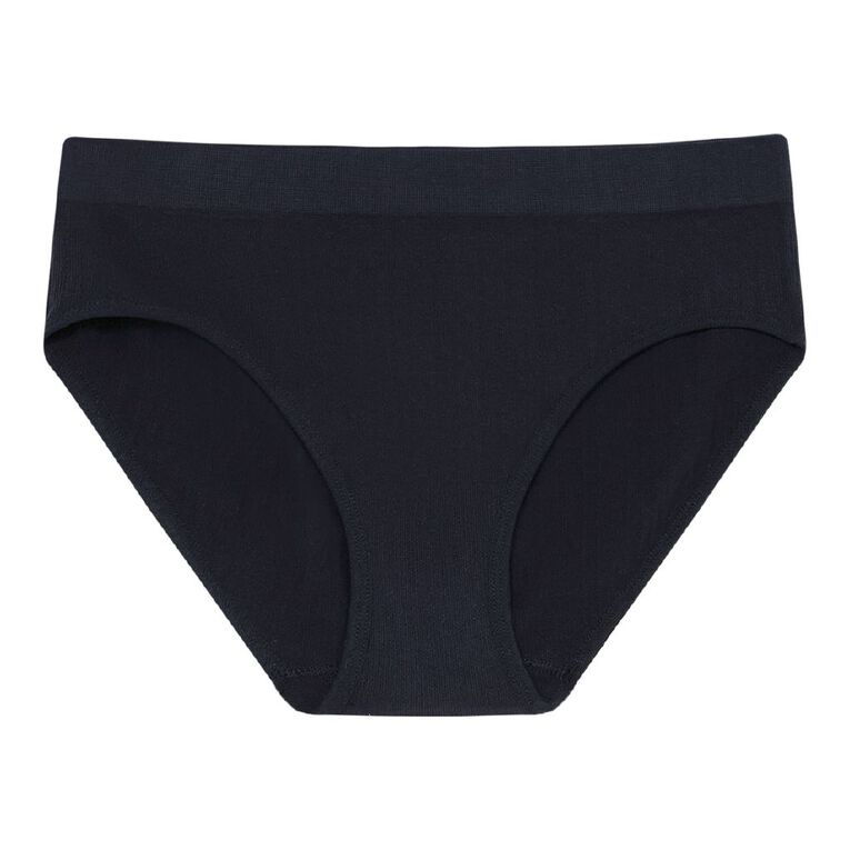 H&H Women's Juno Wide Rib Seamfree Bikini Briefs, Black, hi-res