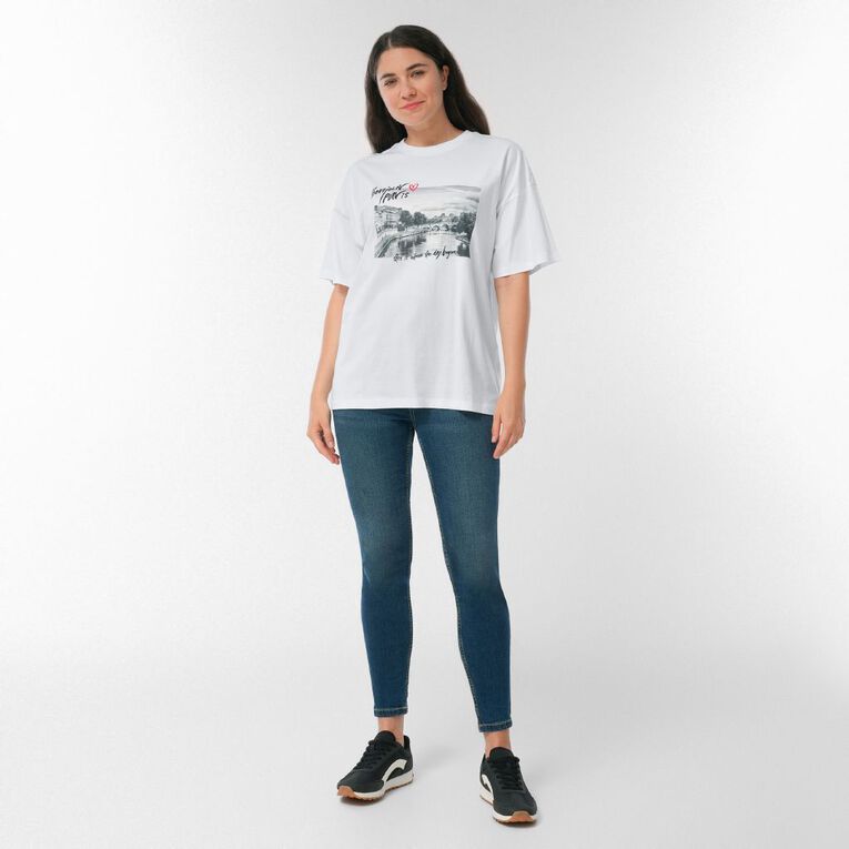 H&H Women's Short Sleeve Boyfriend Graphic Tee, Red Dark, hi-res