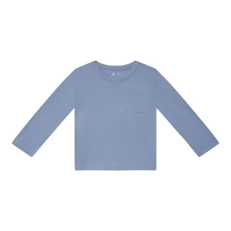 Young Original Toddler Boys' Long Sleeve Boxy Plain Tee, Blue Light, hi-res