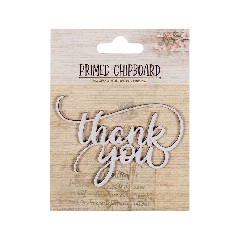 Uniti Craft Adults Primed Chipboard Thank You 1pc, , hi-res