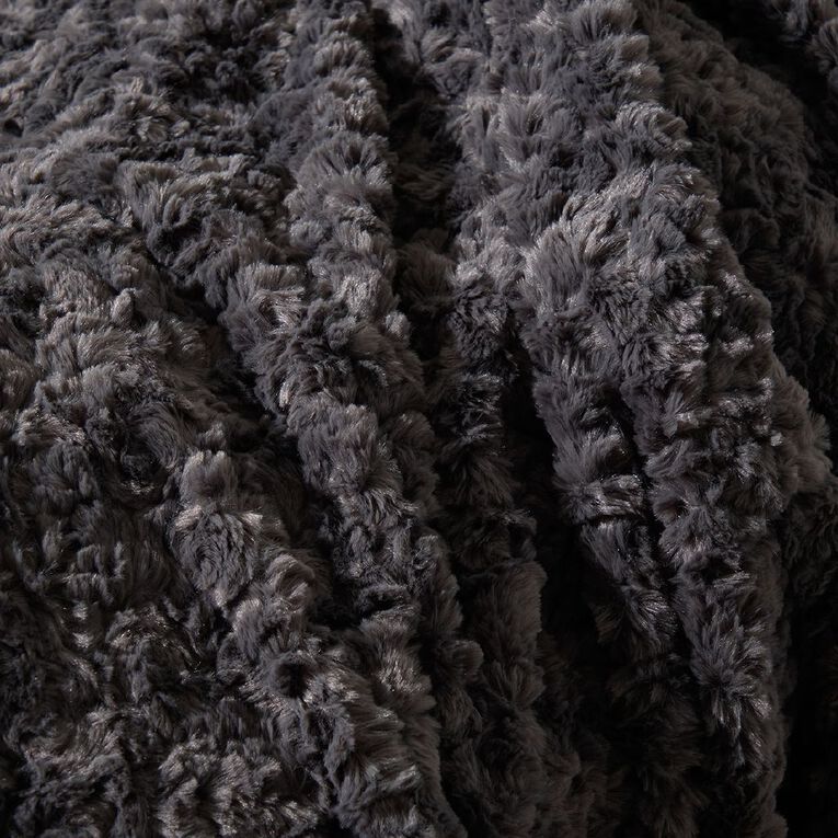 Living & Co Throw Faux Fur Texture Grey 127cm x 152cm, , hi-res