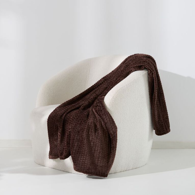 Living & Co Throw Honeycomb Brown 127cm x 152cm, , hi-res