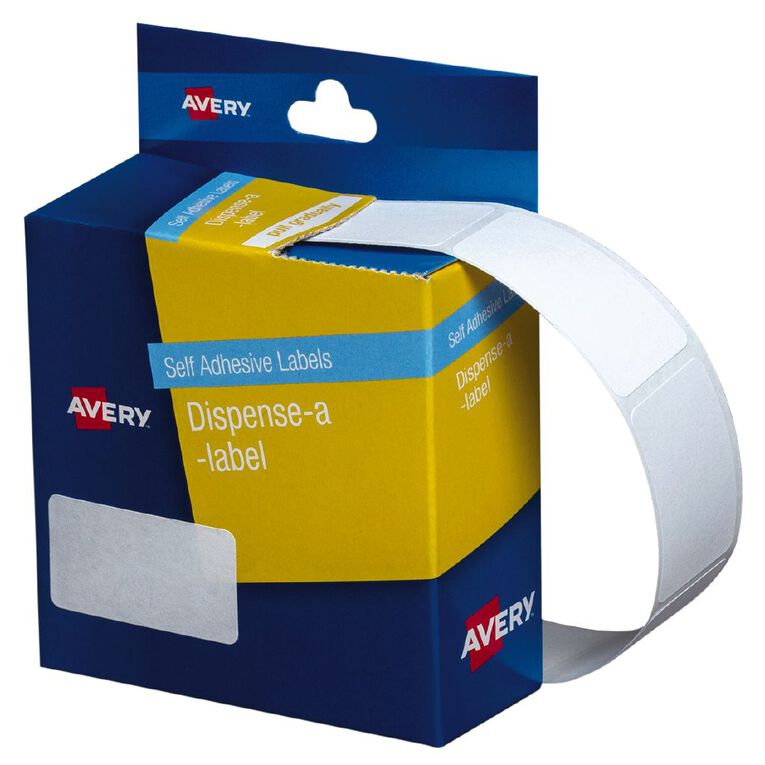 Avery Dispenser Rectangle White Labels 36mm x 19mm, , hi-res