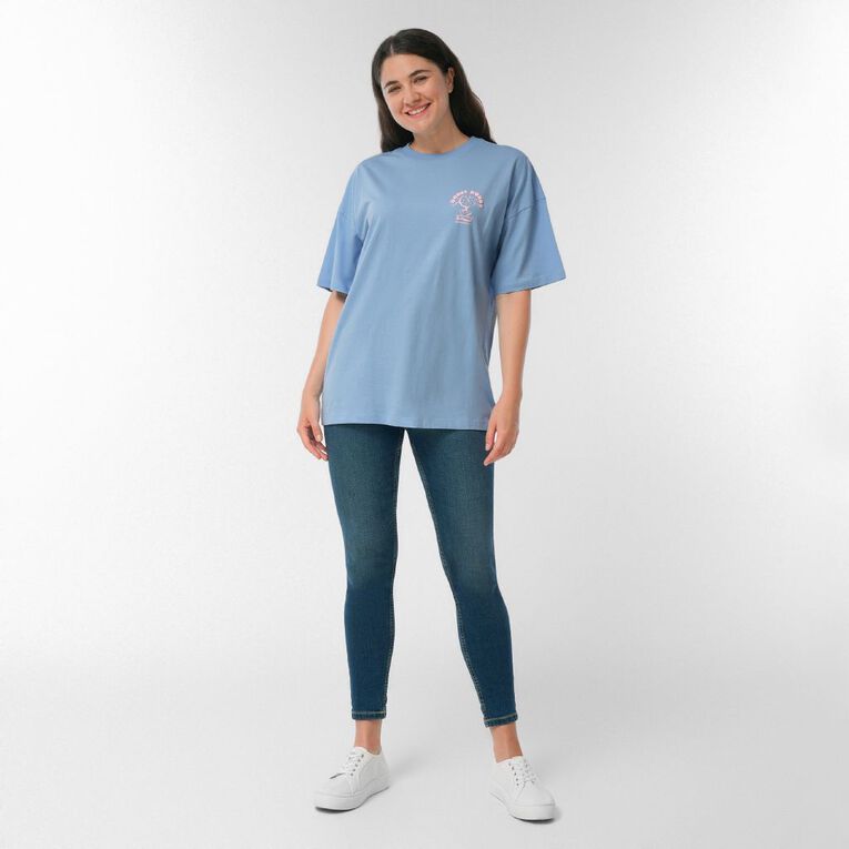 H&H Women's Short Sleeve Boyfriend Graphic Tee, Blue Light, hi-res