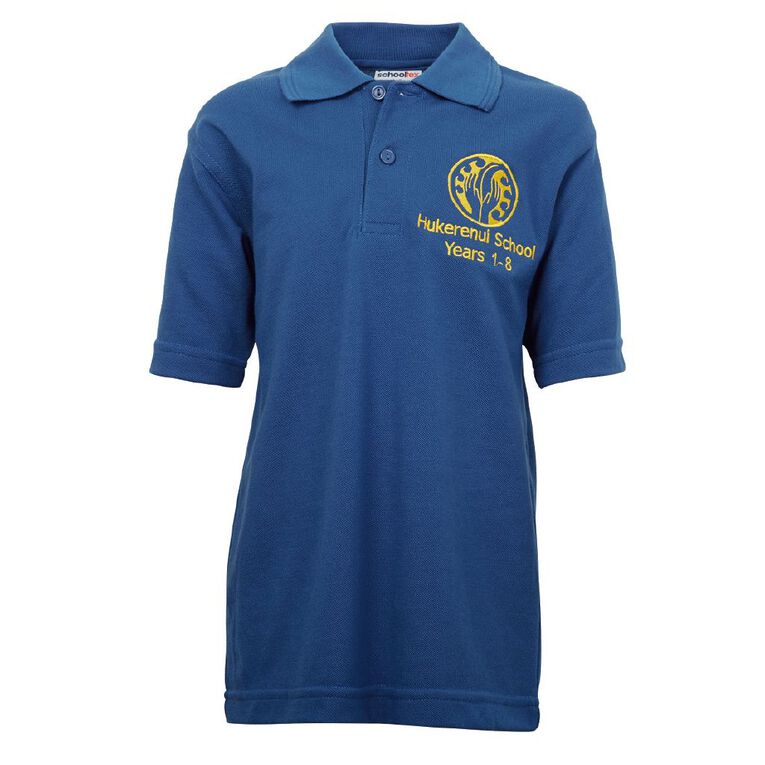 Schooltex Hukerenui Short Sleeve Polo with Embroidery, Royal, hi-res