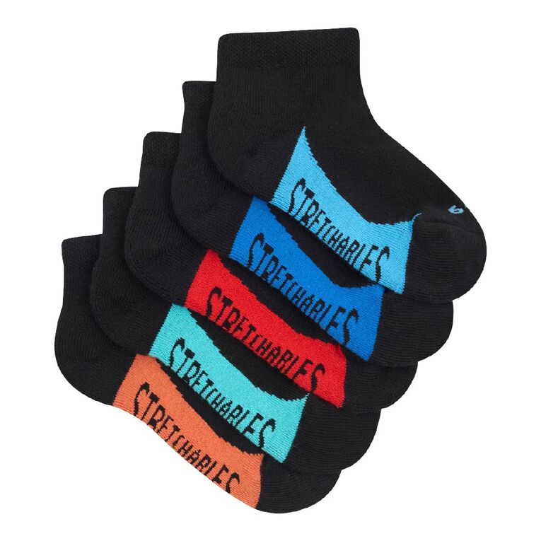 Rio Boys' Stretchable Low Cut Socks 5 Pack, Black W26 94K, hi-res