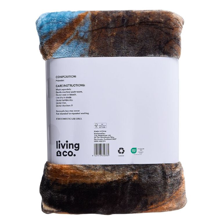 Living & Co 400gsm Mink Feel Blanket Dragon Multi-Coloured Queen, , hi-res