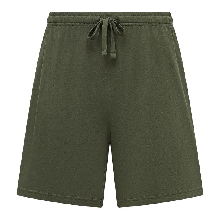 H&H Men's Knit Pyjama Shorts 2 Pack, Green Dark, hi-res