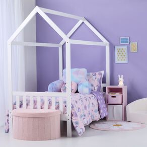 Living & Co Canopy Bed White Single