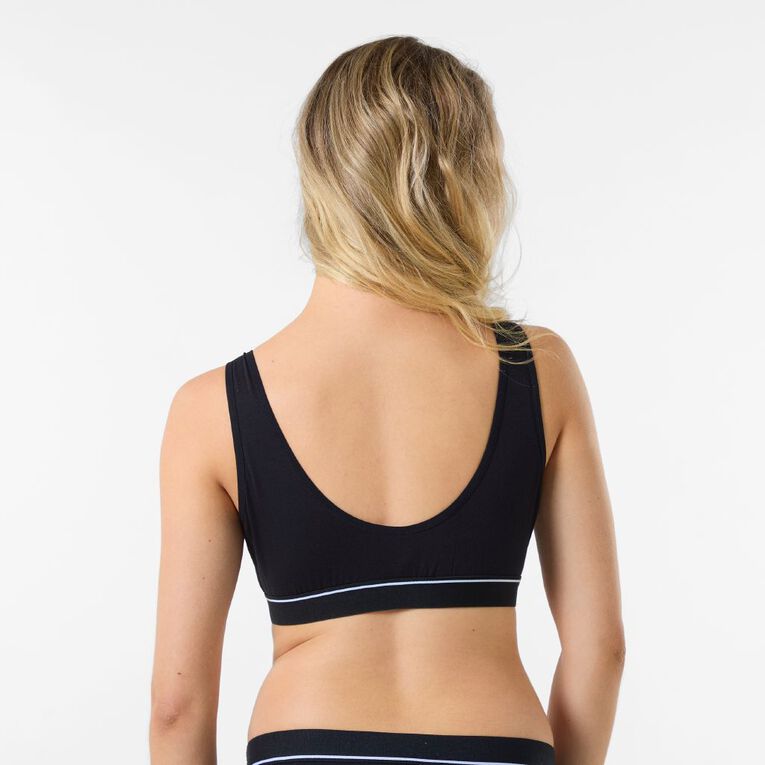 H&H Women's Basic Wide Band Crop Top, Black, hi-res