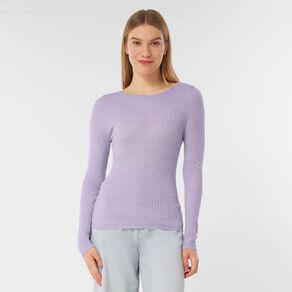 H&H Women's Merino Blend Rib Crew Knit