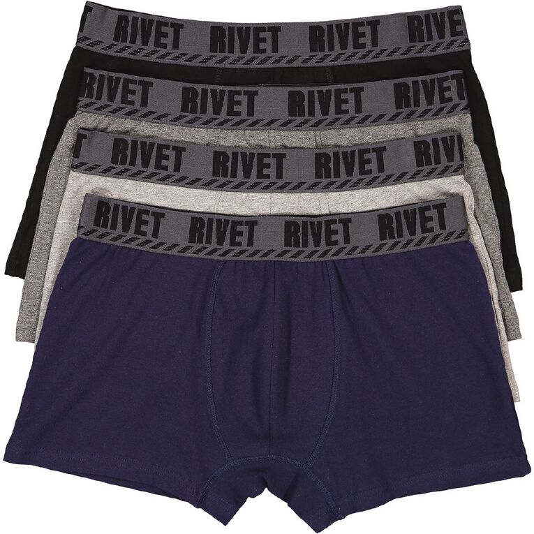 Rivet Men's Trunks 4 Pack, Grey, hi-res
