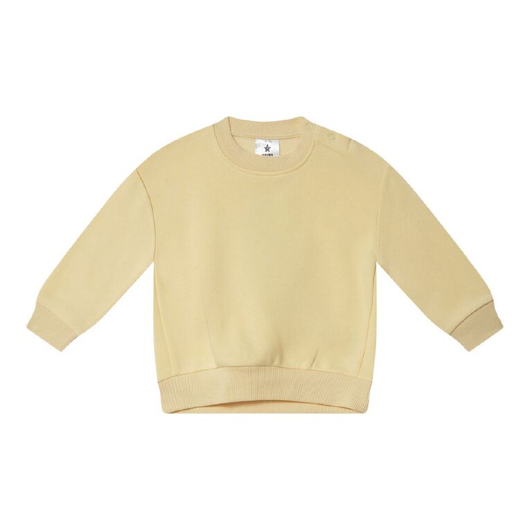 Young Original Babies' Plain Crew Sweatshirt, Yellow Light, hi-res