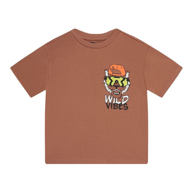 Young Original Short Sleeve Relaxed Print Tee, Brown Mid, hi-res