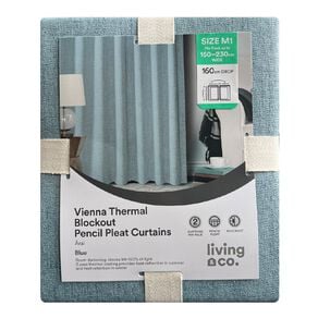 Living & Co Vienna Curtains Blue 150-230cm Wide/160cm Drop