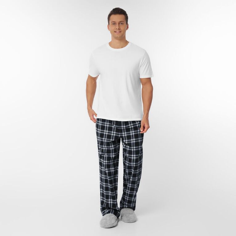 H&H Men's Flanelette Pyjama Pants, Black, hi-res