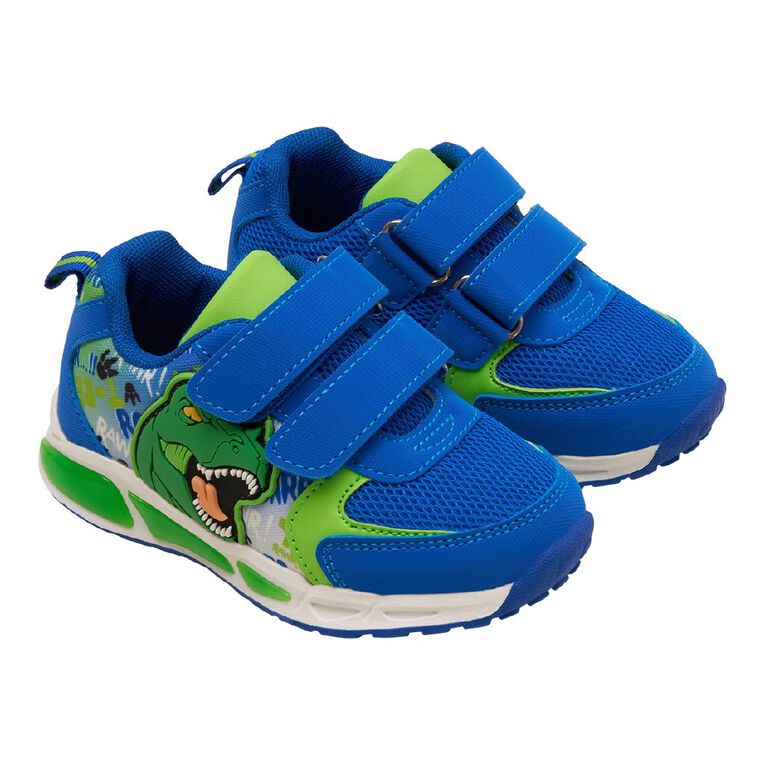 Active Intent Junior Kids' Dino Light Trainers, Blue, hi-res