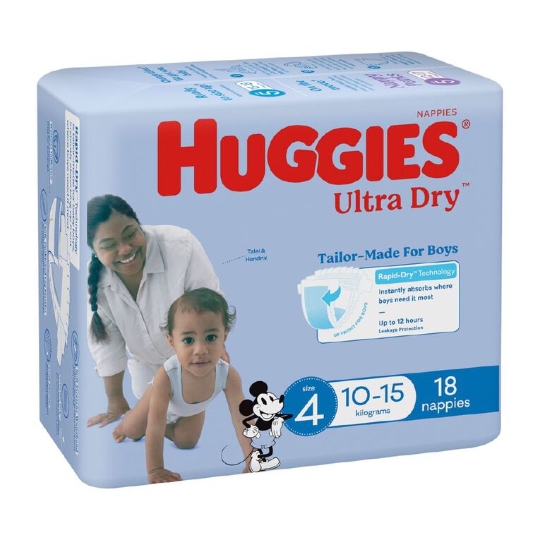 Huggies Boys' Convenience Nappy Toddler Size 4 10-15kg 18 Pack, , hi-res