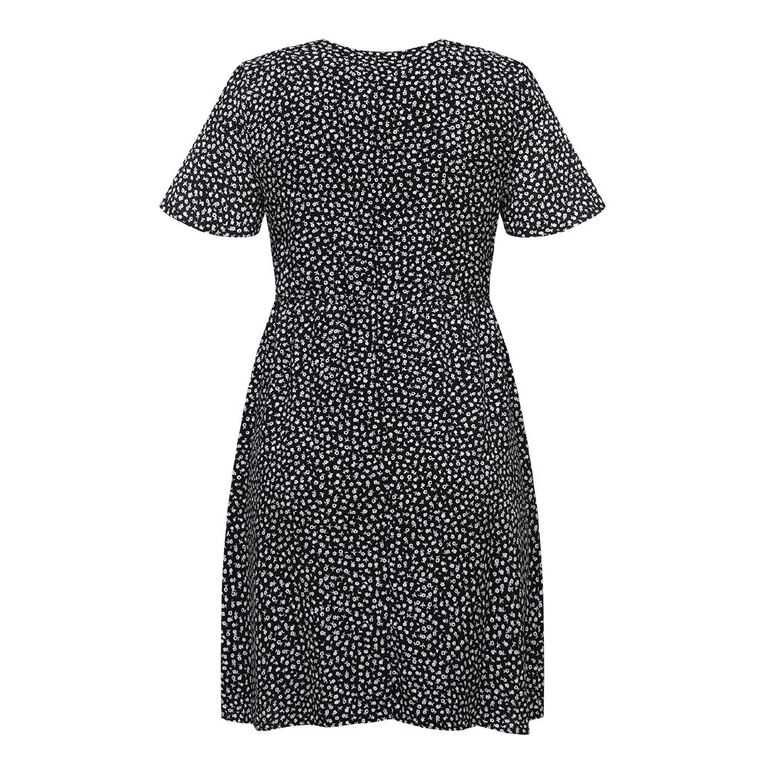 H&H Women's Short Sleeve Mini Tea Dress, Black/White, hi-res