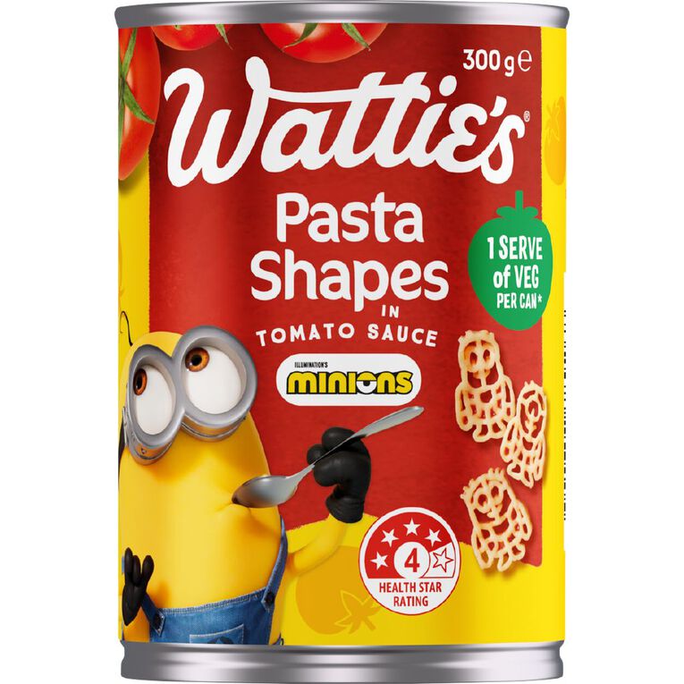 Wattie's Minions Pasta Shapes in Tomato Sauce 300g