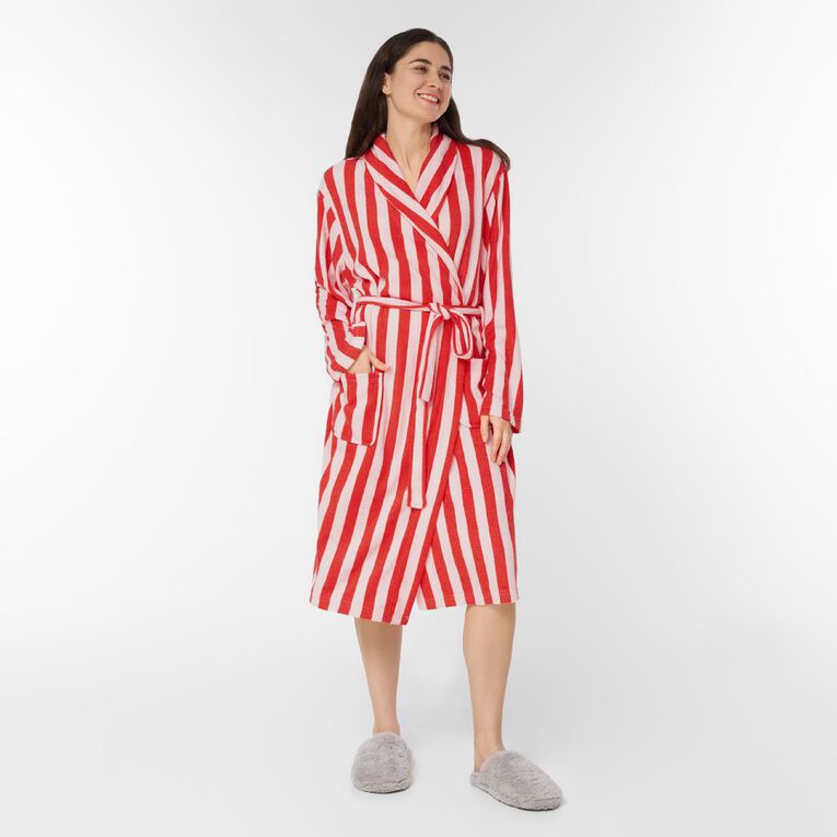 H&H Women's Terry Robe, Pink Light, hi-res