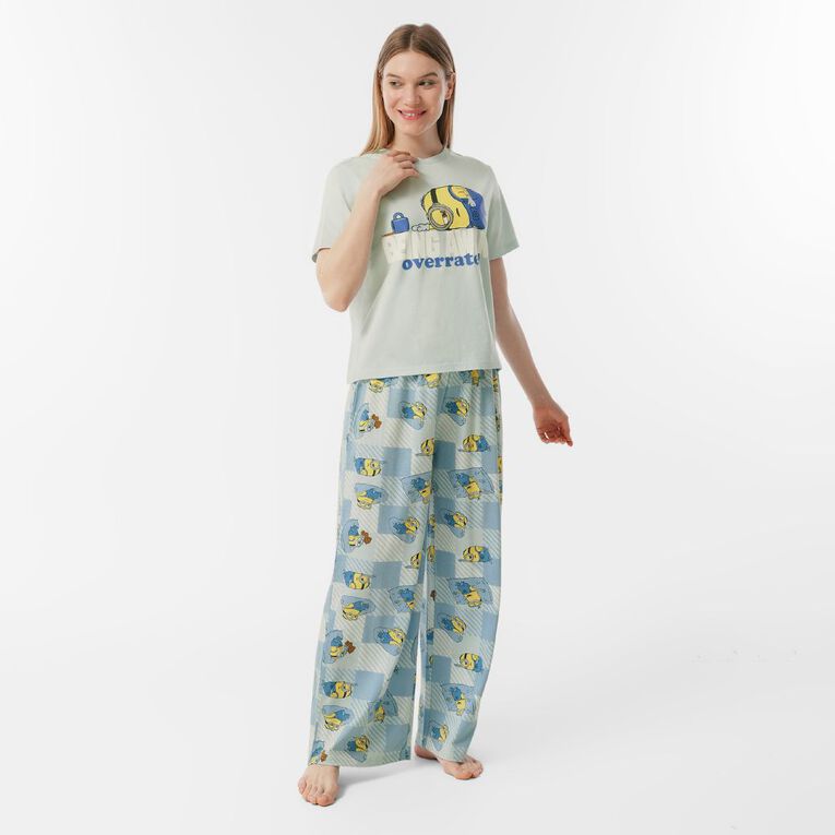 Minions Women's Jersey Tee and Pant Pyjama Set, Blue Light, hi-res