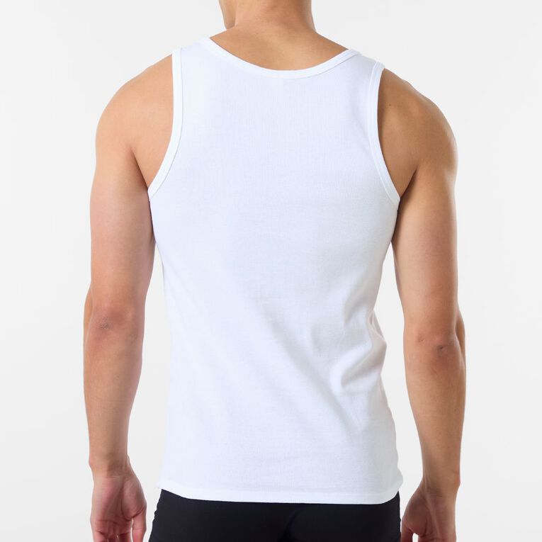 H&H Men's Singlet 2 Pack, White, hi-res