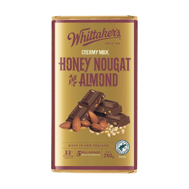 Whittaker's Honey Nougat and Almond Chocolate Block 250g