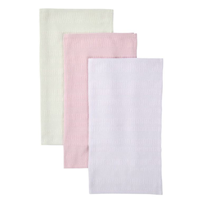 Living & Co Weave Tea Towel Pastel 3 Pack, , hi-res